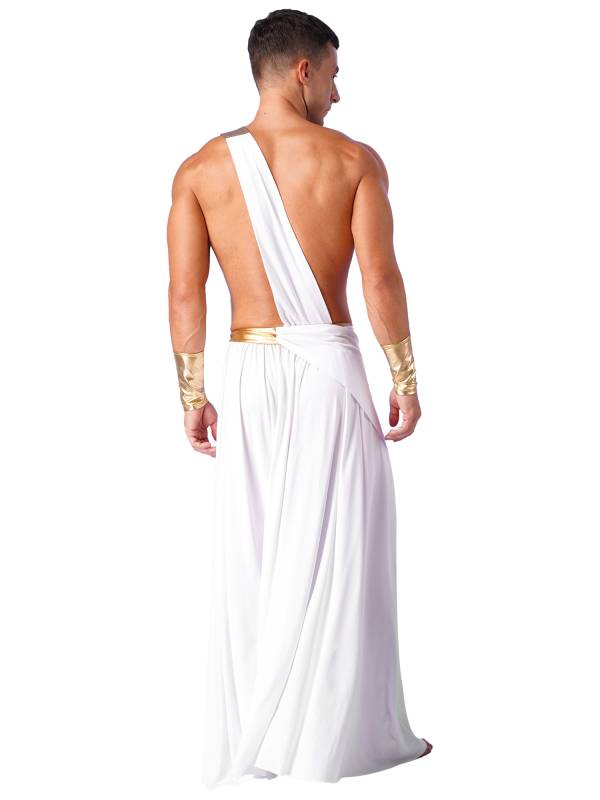 Men Long Skirt with One Shoulder Strap Ancient Greek Warrior Costumes thumb