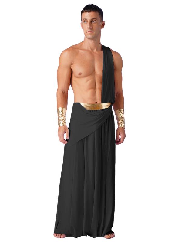 Men Long Skirt with One Shoulder Strap Ancient Greek Warrior Costumes thumb