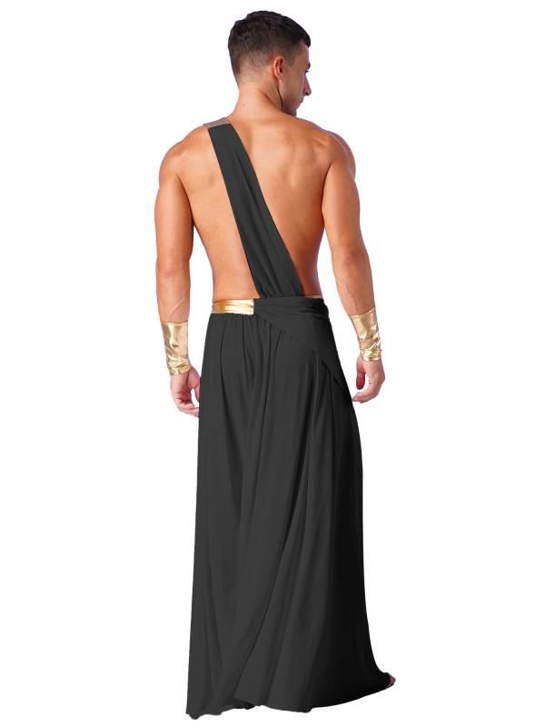 Men Long Skirt with One Shoulder Strap Ancient Greek Warrior Costumes thumb