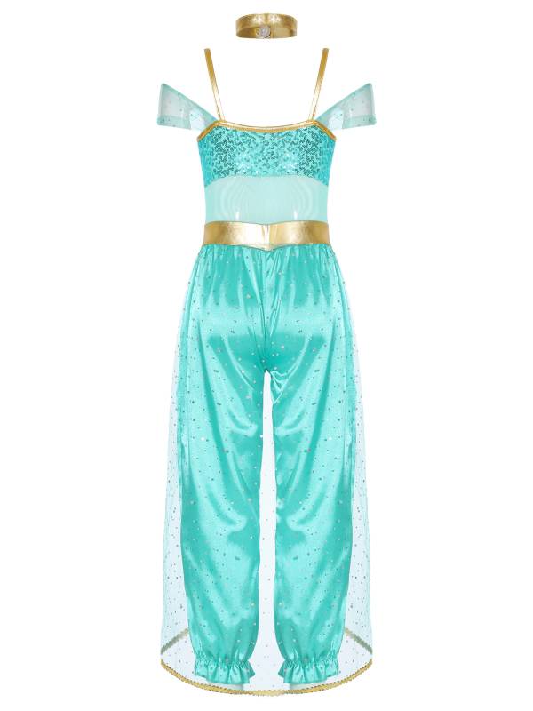 Girls Arabian Princess Sleeveless Shiny Sequins Jumpsuit thumb