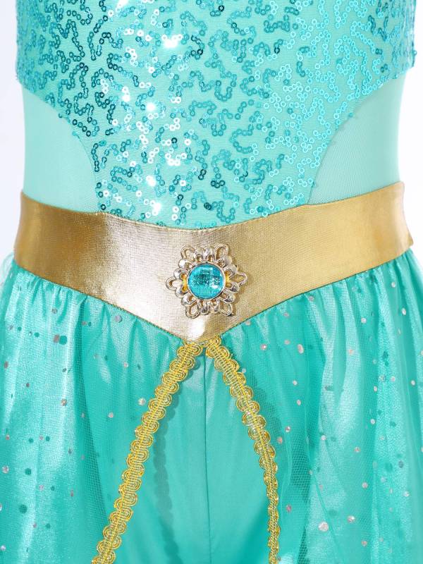 Girls Arabian Princess Sleeveless Shiny Sequins Jumpsuit thumb