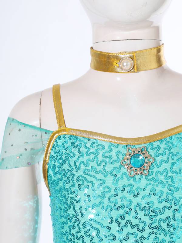 Girls Arabian Princess Sleeveless Shiny Sequins Jumpsuit thumb