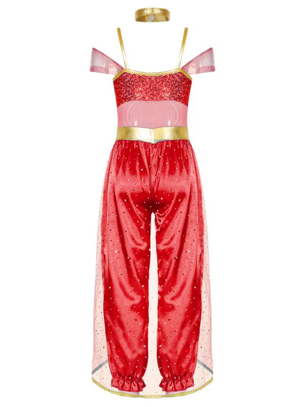 Girls Arabian Princess Sleeveless Shiny Sequins Jumpsuit thumb
