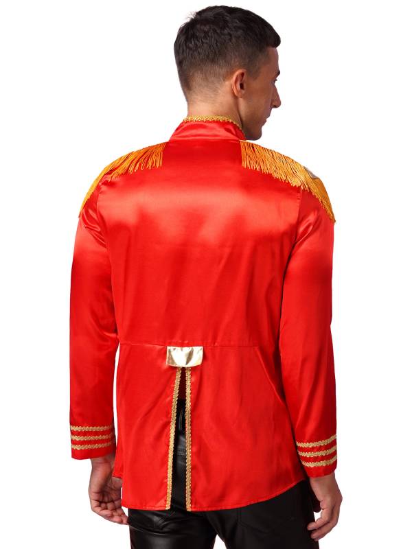 Men Halloween Long Sleeve Front Zip-up Satin Jackets Circus Costume thumb