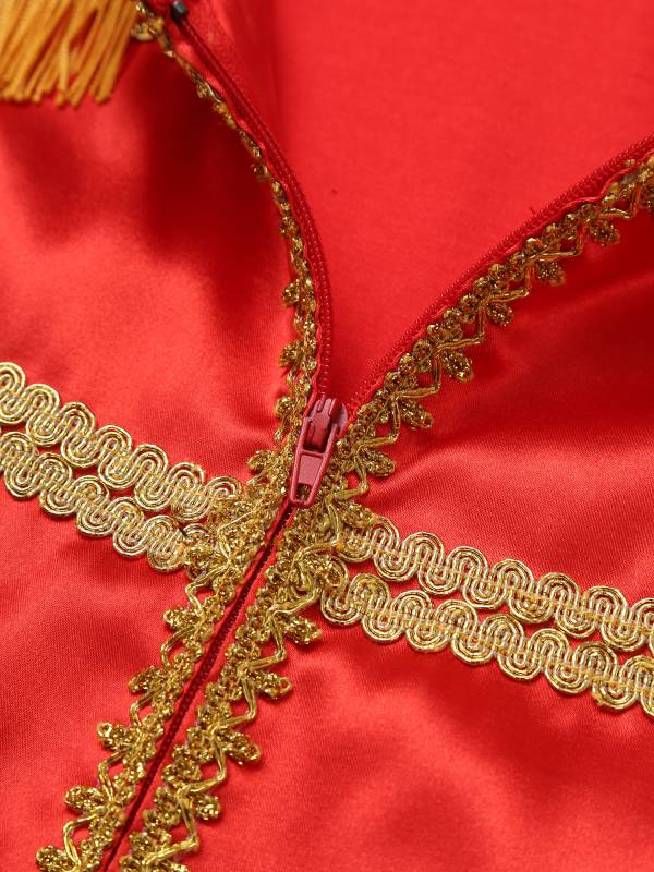 Men Halloween Long Sleeve Front Zip-up Satin Jackets Circus Costume thumb