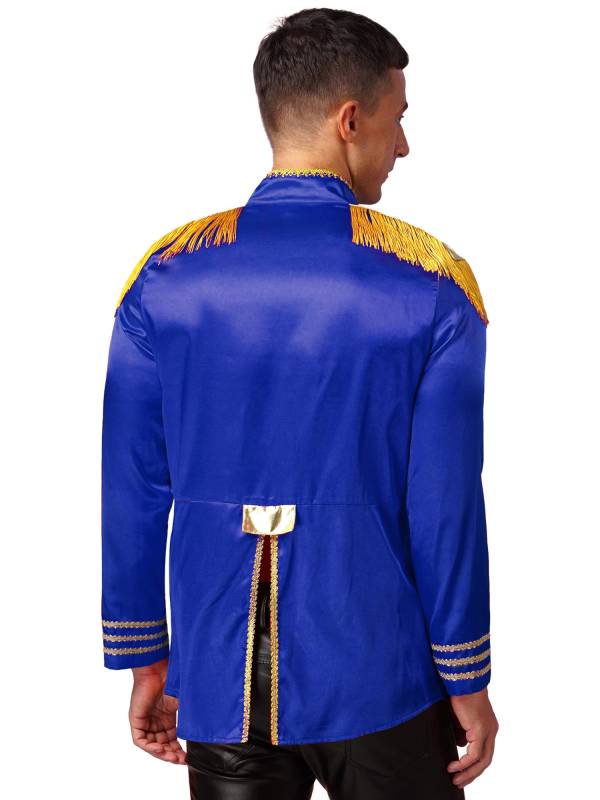 Men Halloween Long Sleeve Front Zip-up Satin Jackets Circus Costume thumb