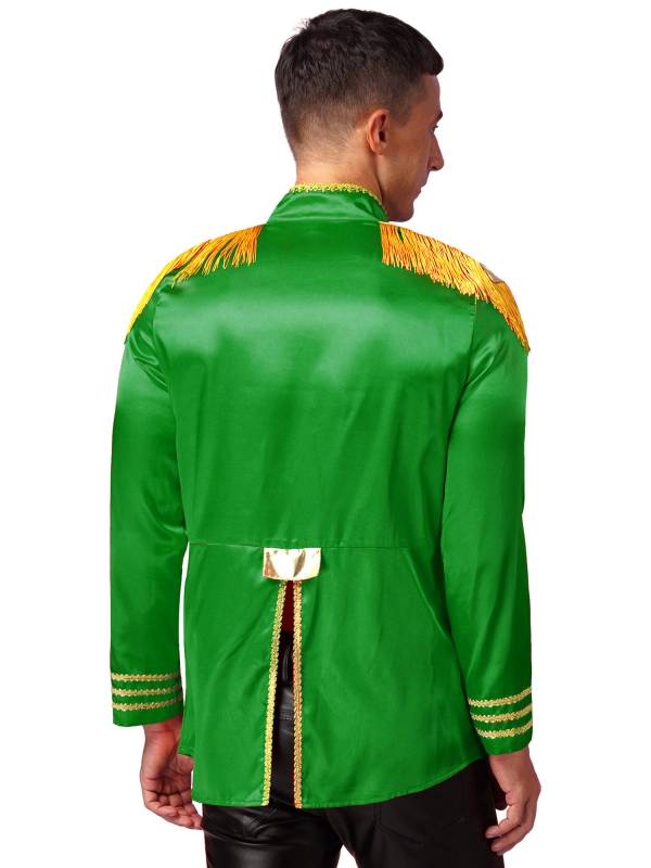 Men Halloween Long Sleeve Front Zip-up Satin Jackets Circus Costume thumb
