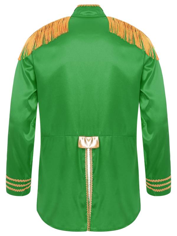 Men Halloween Long Sleeve Front Zip-up Satin Jackets Circus Costume thumb