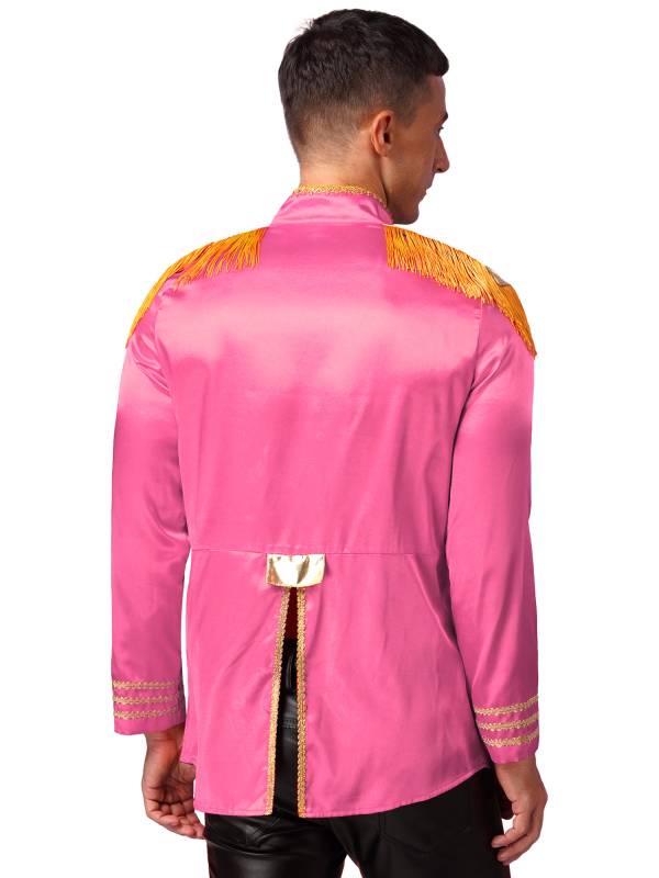 Men Halloween Long Sleeve Front Zip-up Satin Jackets Circus Costume thumb