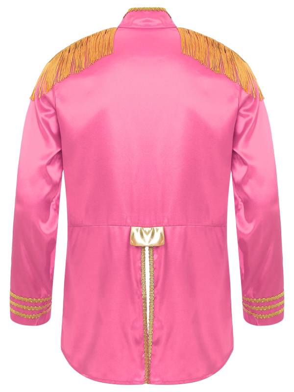 Men Halloween Long Sleeve Front Zip-up Satin Jackets Circus Costume thumb