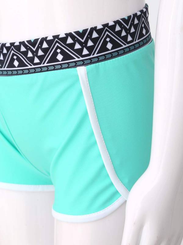 Kids Girls Two Pieces U Neck Crop Top with Boyshorts Swimming Set thumb
