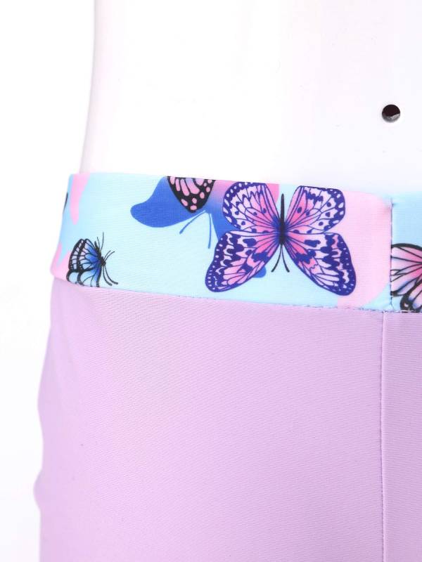 Kids Girls Two Pieces U Neck Crop Top with Boyshorts Swimming Set thumb