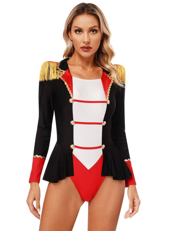 Women Circus Ringmaster Cosplay Costume Halloween Long Sleeve Jumpsuit thumb