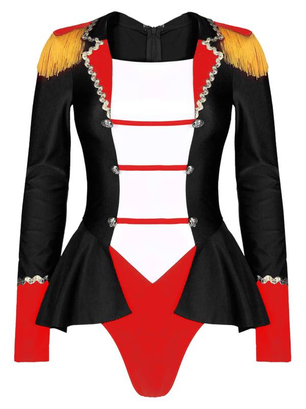 Women Circus Ringmaster Cosplay Costume Halloween Long Sleeve Jumpsuit thumb