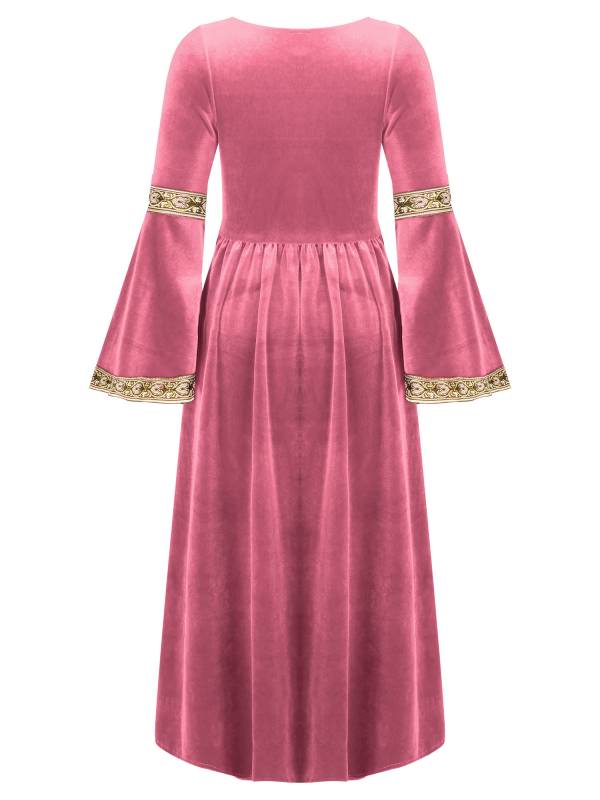 Kids Girls Retro Medieval Princess Velvet Dress Costumes thumb