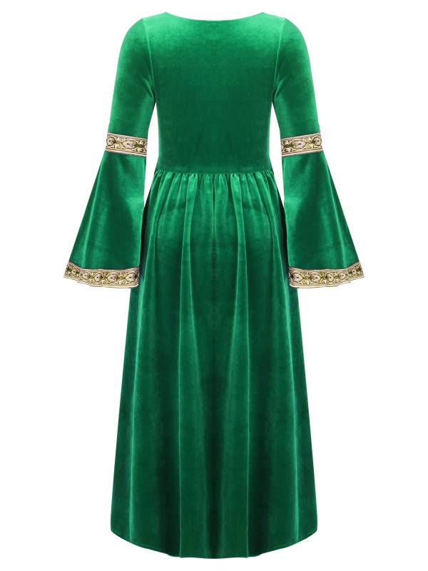 Kids Girls Retro Medieval Princess Velvet Dress Costumes thumb