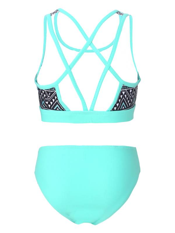 Kids Girls Two Pieces U Neck Strappy Swim Tankini Set thumb