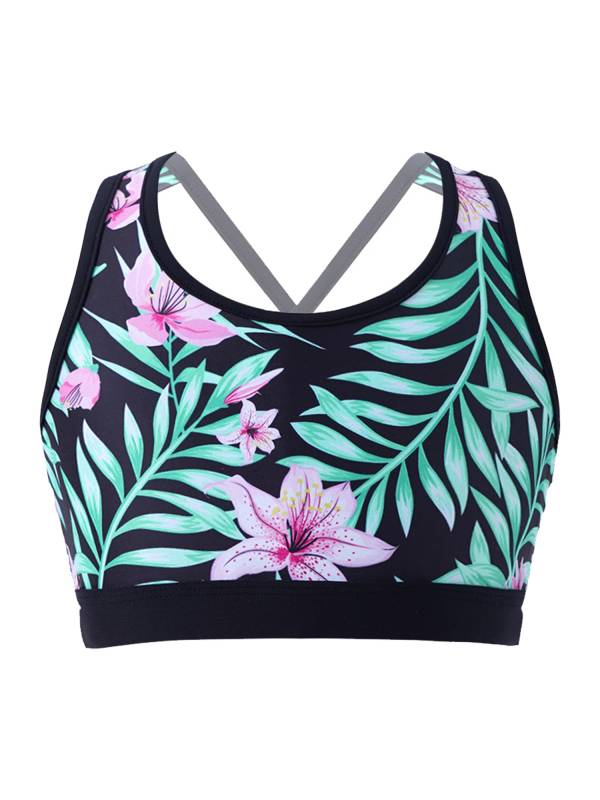 Kids Girls Floral Printed Two Piece Swimwear Set thumb