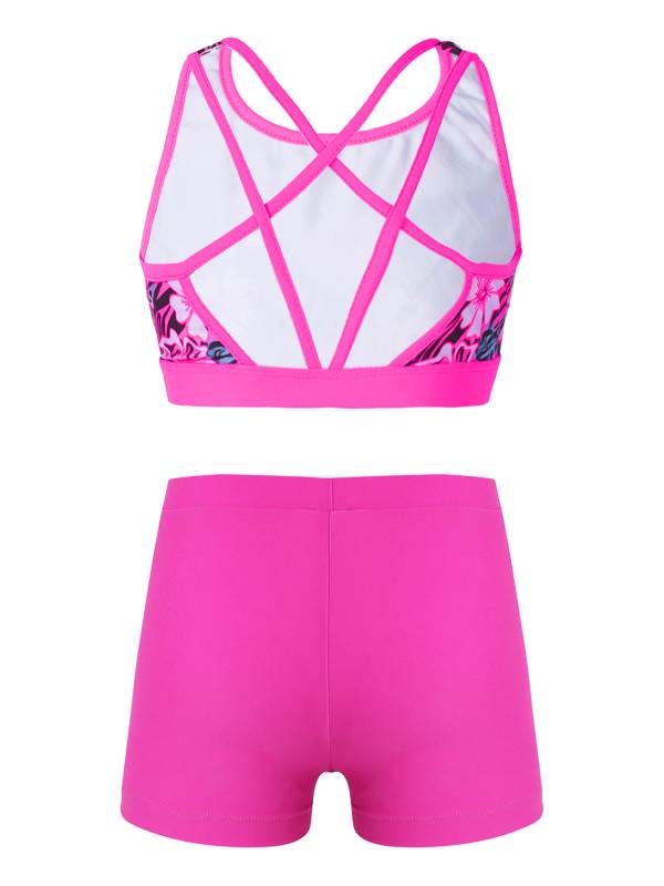 Kids Girls Floral Printed Two Piece Swimwear Set thumb