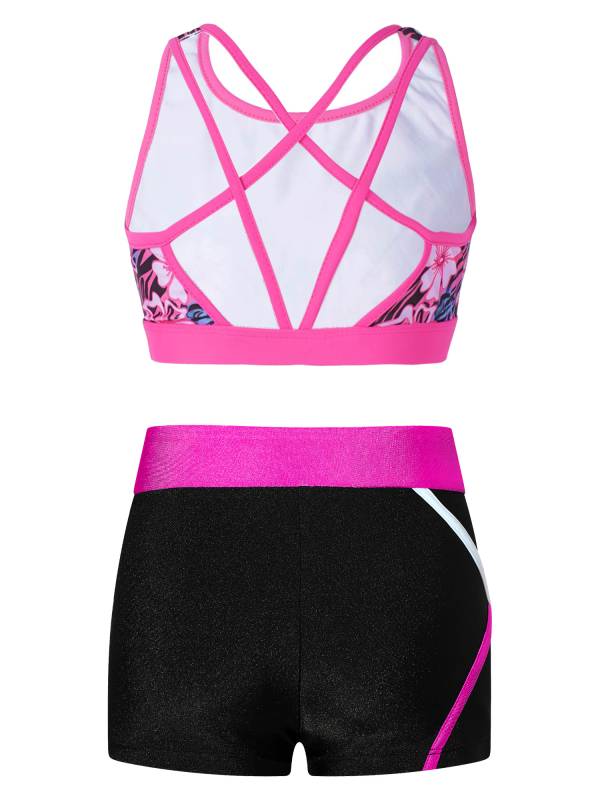 Kids Girls 2pcs Sleeveless U Neck Crop Top and Shorts Sports Set thumb