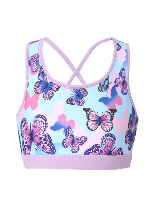 Kids Girls 2pcs Sleeveless U Neck Crop Top and Shorts Sports Set thumb