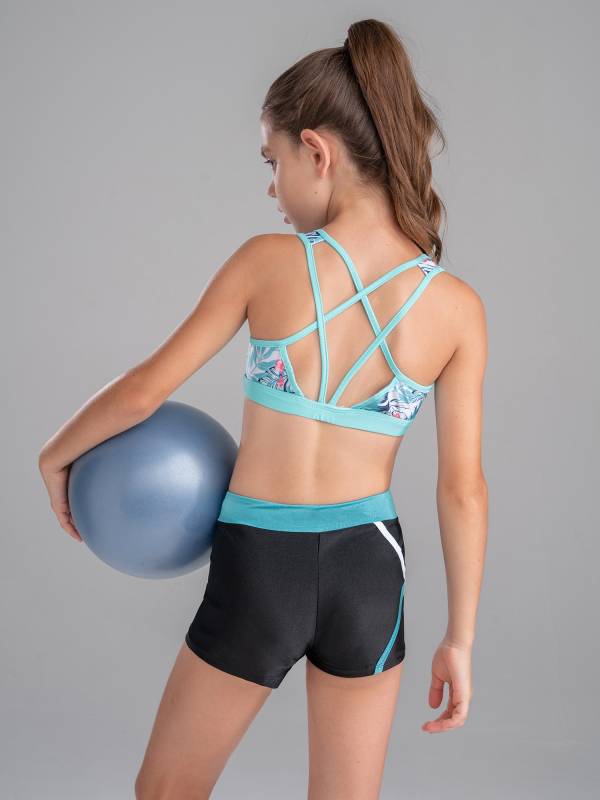 Kids Girls 2pcs Sleeveless U Neck Crop Top and Shorts Sports Set thumb