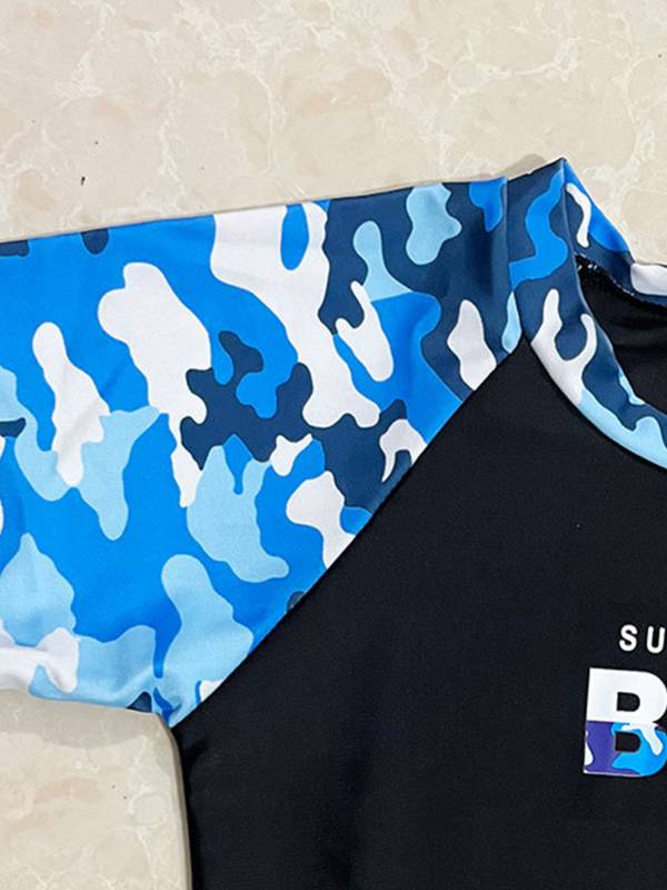 Kids Boys Two Pieces Short Sleeve Top and Shorts Swimsuit Set thumb