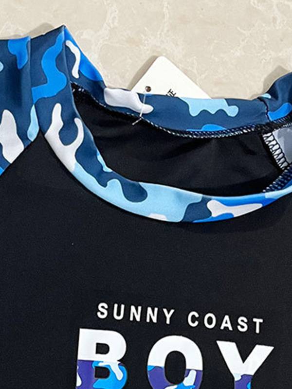 Kids Boys Two Pieces Short Sleeve Top and Shorts Swimsuit Set thumb