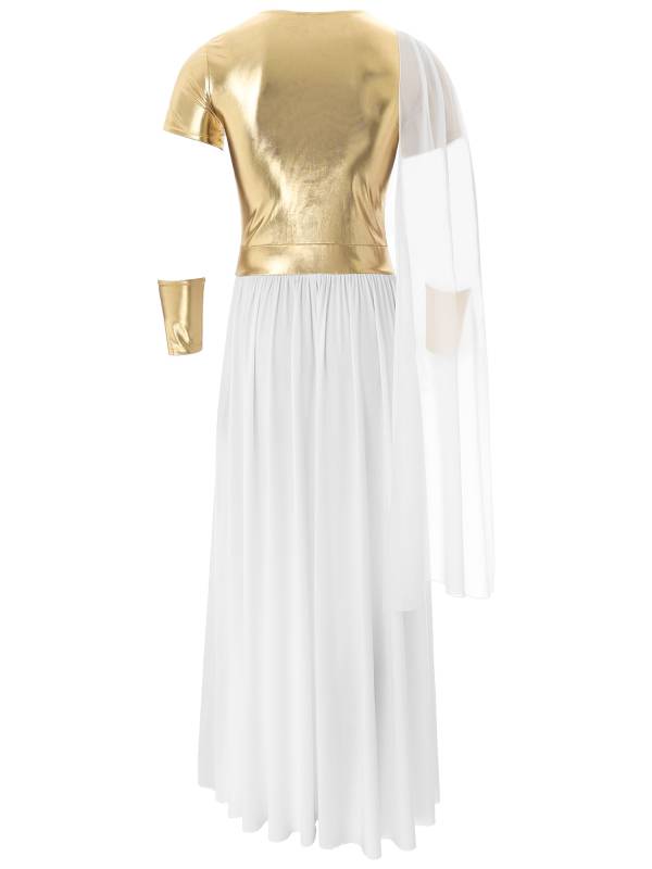 Men Halloween Ancient Greek Toga Short Sleeve Metallic Robe thumb