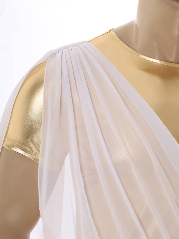 Men Halloween Ancient Greek Toga Short Sleeve Metallic Robe thumb