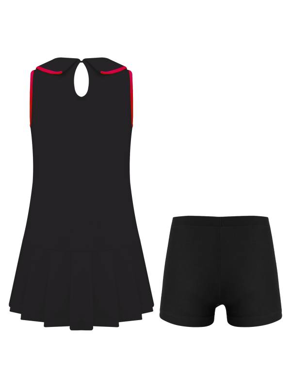 Kids Girls 2pcs Sleeveless Pleated Dress with Shorts Tennis Golf Set thumb