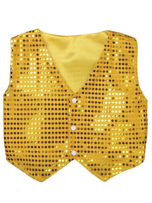 Women Glitter Sequins Vest Button Up Waistcoat for Jazz Dance thumb