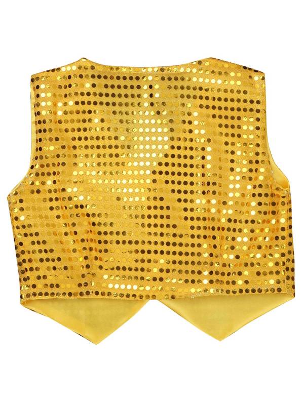 Women Glitter Sequins Vest Button Up Waistcoat for Jazz Dance thumb