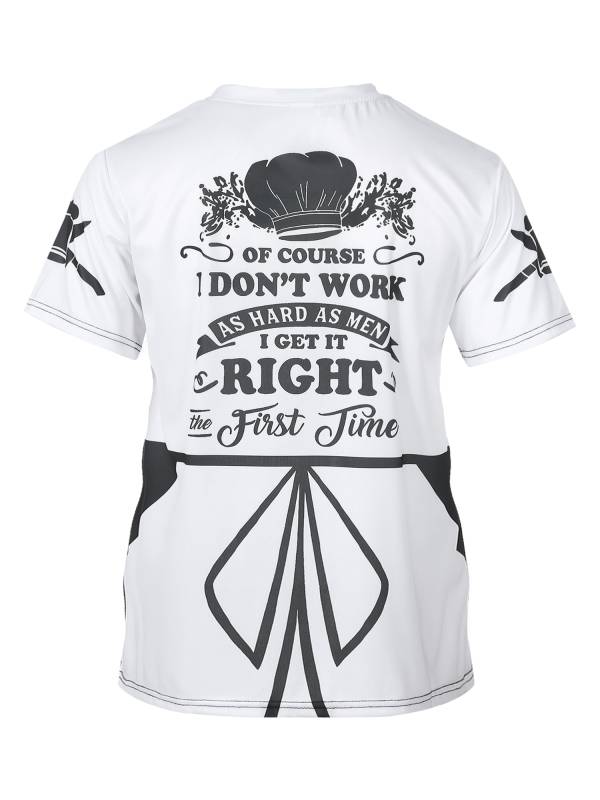 Men Creative Color Block Printed Short Sleeve Chef T-shirt thumb