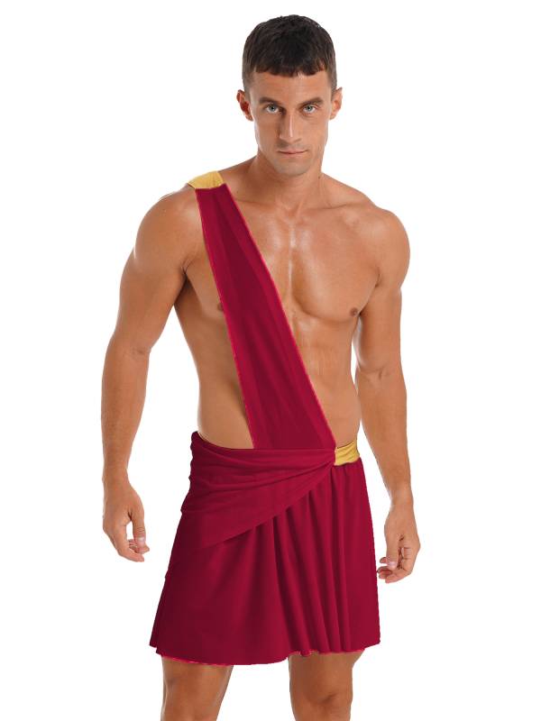Men Halloween Skirt Cosplay Costume One Shoulder Strap Ruffle thumb