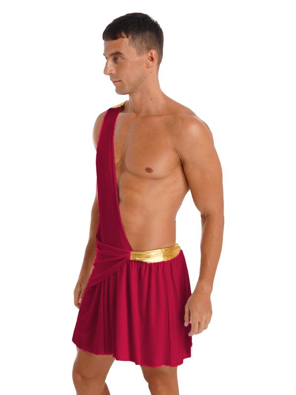 Men Halloween Skirt Cosplay Costume One Shoulder Strap Ruffle thumb