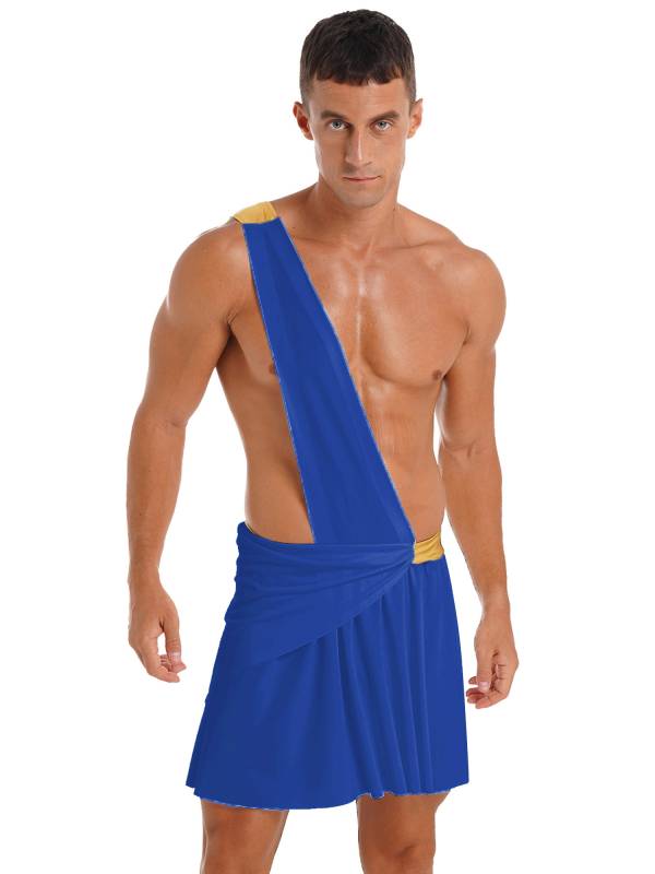 Men Halloween Skirt Cosplay Costume One Shoulder Strap Ruffle thumb