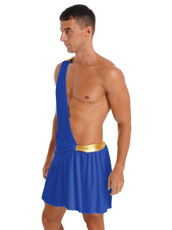 Men Halloween Skirt Cosplay Costume One Shoulder Strap Ruffle thumb