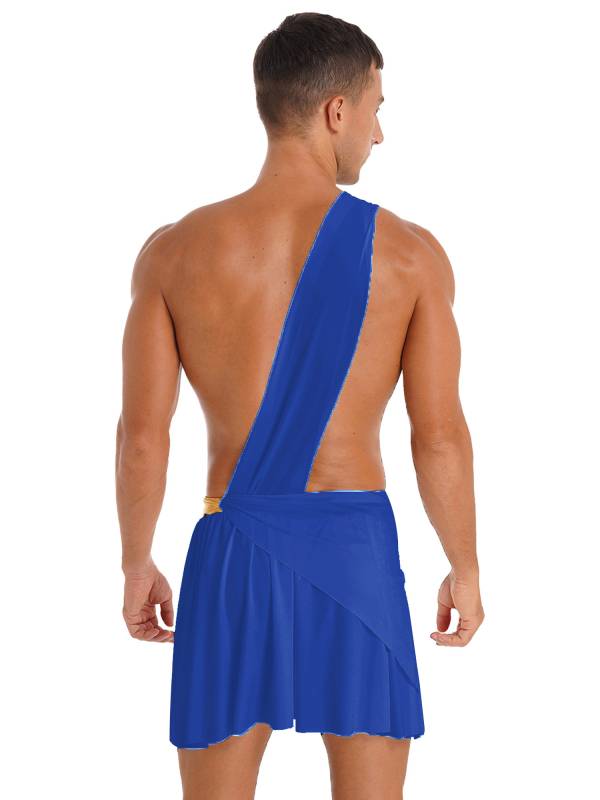 Men Halloween Skirt Cosplay Costume One Shoulder Strap Ruffle thumb