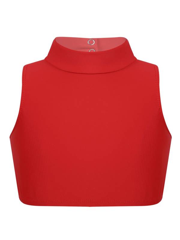 Kids Girls 2pcs Sleeveless Criss Cross Back Crop Top Swimsuit Set thumb