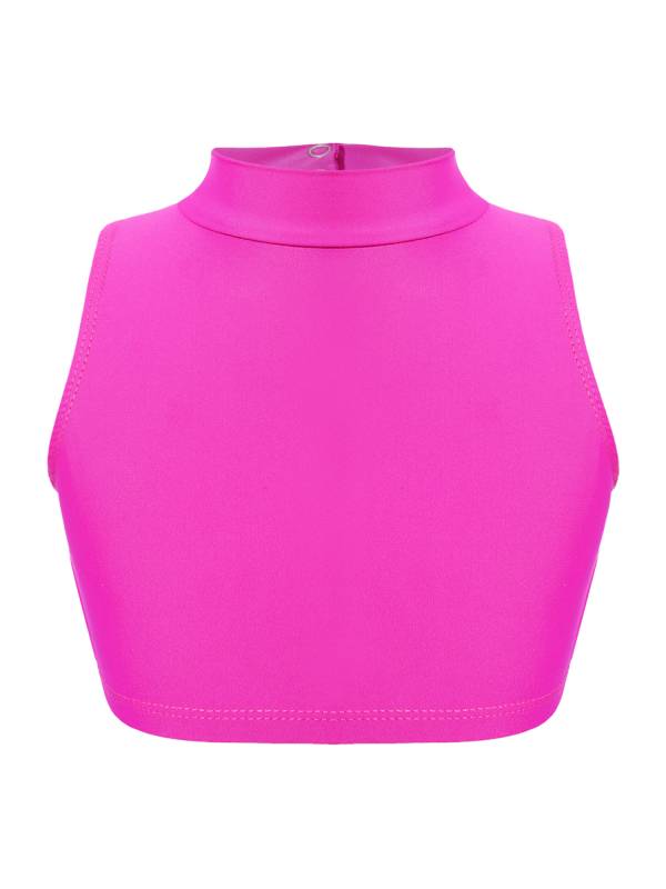 Kids Girls 2pcs Sleeveless Criss Cross Back Crop Top Swimsuit Set thumb