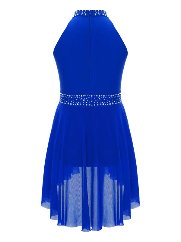 Kids Girls Sleeveless Glittery Rhinestones Lyrical Dance Leotard Dress thumb