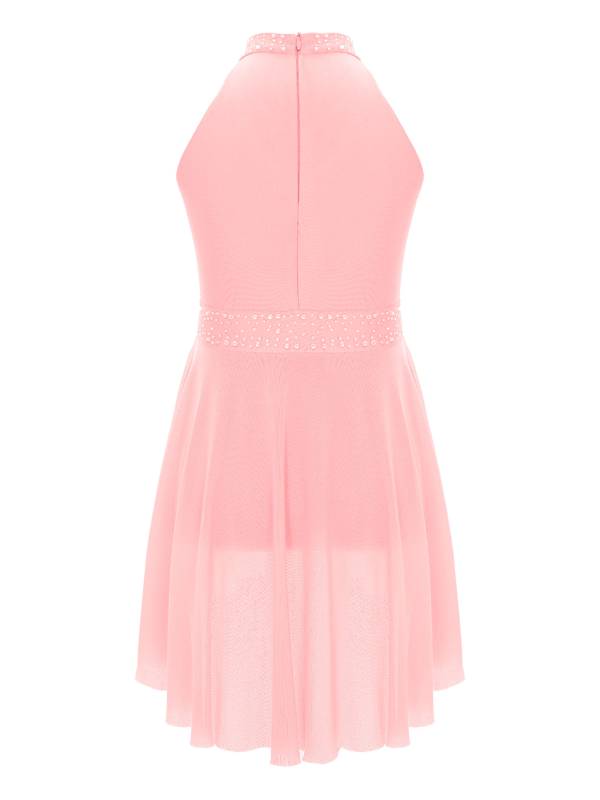 Kids Girls Sleeveless Glittery Rhinestones Lyrical Dance Leotard Dress thumb