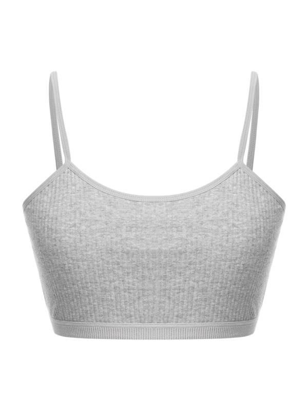 Kids Girls Ribbed Spaghetti Straps Crop Top Solid Sport Camisole thumb
