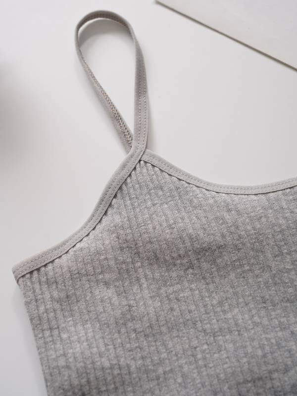 Kids Girls Ribbed Spaghetti Straps Crop Top Solid Sport Camisole thumb