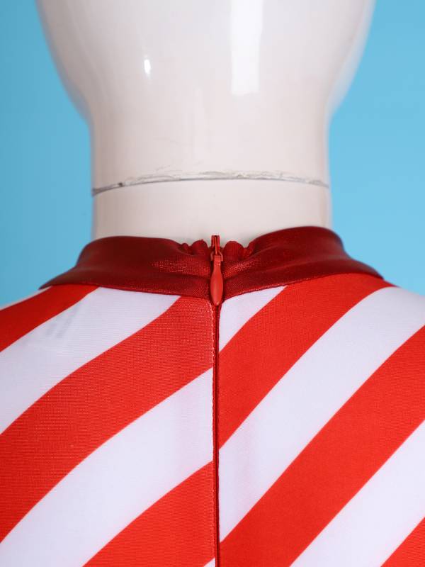 Kids Girls Christmas Long Sleeve Bowknot Stripe Jumpsuit thumb