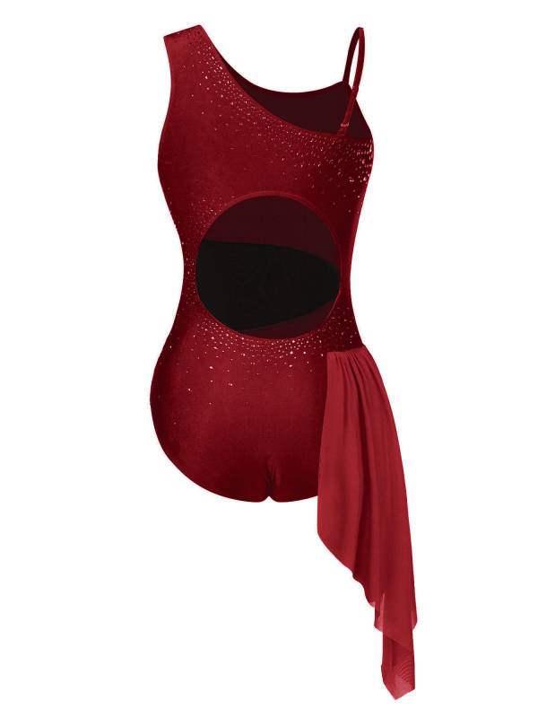 Women  Glittery Rhinestone Sleeveless Figure Skating Leotard thumb