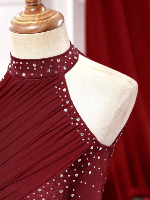 Kids Girls Rhinestone Backless Lyrical Dance Leotard Dress thumb