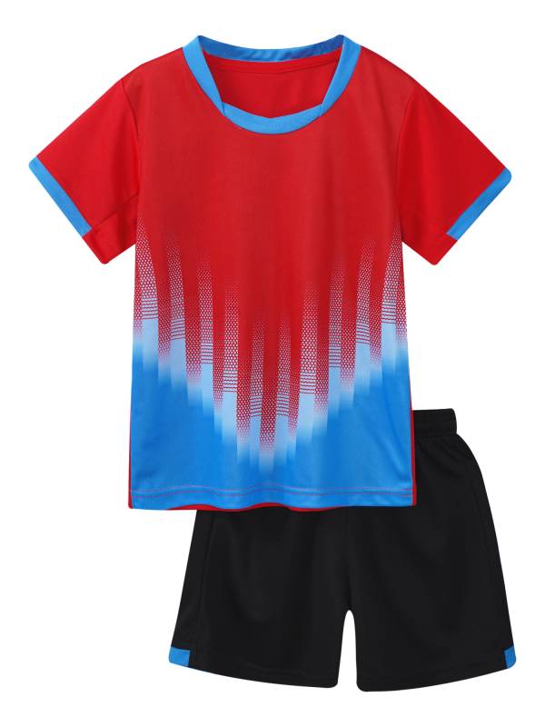 Kids Boys 2pcs Quick-Drying Short Sleeve T-shirt and Shorts Football Uniform thumb