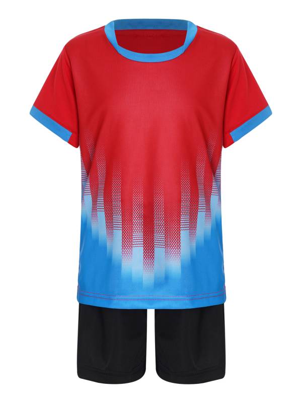 Kids Boys 2pcs Quick-Drying Short Sleeve T-shirt and Shorts Football Uniform thumb